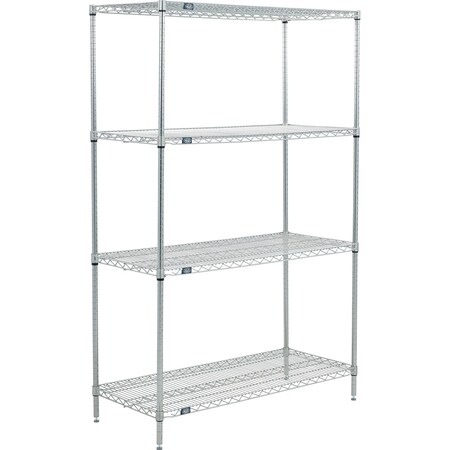 Nexel 4 Shelf, Poly-Z-Brite Wire Shelving Unit, Starter, 24inW x 18inD x 54inH 796205